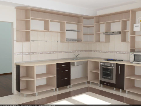 Kitchen scene - frame facades and equipment 3D Model