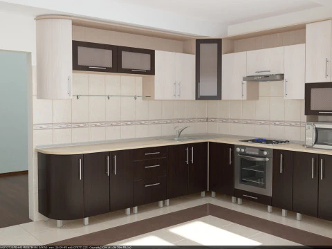 Kitchen scene - frame facades and equipment 3D Model