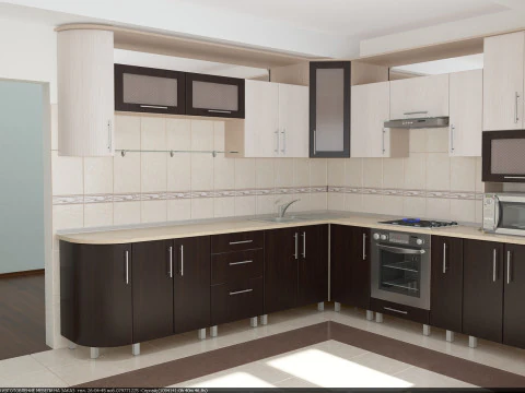 Kitchen scene - frame facades and equipment 3D Model