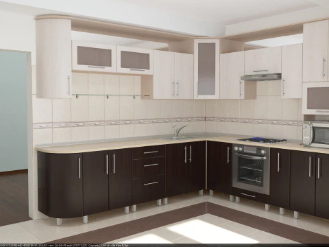 Kitchen scene - frame facades and equipment 3D Model