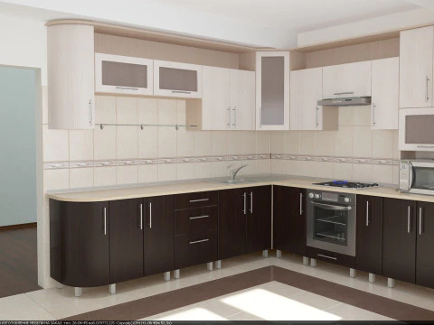 Kitchen scene - frame facades and equipment 3D Model