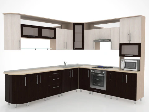 Kitchen scene - frame facades and equipment 3D Model