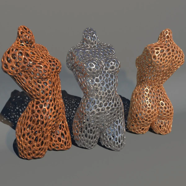 Womens bust with perforation 3D Model .c4d .max .obj .3ds .fbx .stl .blend