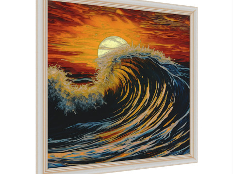 Framed Abstract Wave Painting 3D Model