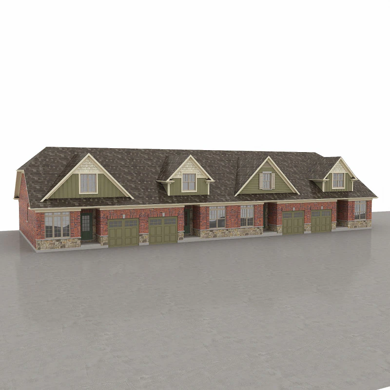 Townhouse Block 3D 3D Model .c4d .max .obj .3ds .fbx .stl .blend 