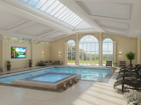 3D Scene Interior with Swimming pool 3ds Max 2013 V-Ray 3D Model