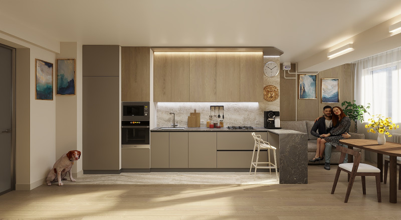 Modern minimalist kitchen interior dining room with dining area The scene 3D Model .c4d .max .obj .3ds .fbx .stl .blend 