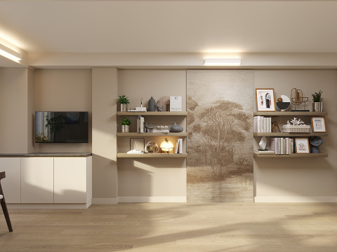 Modern minimalist kitchen interior dining room with dining area The scene 3D Model