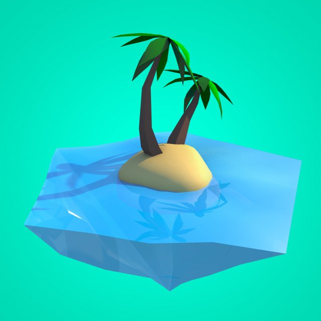 coconut tree island low-poly 3d model Modello 3D .c4d .max .obj .3ds .fbx .stl .blend 