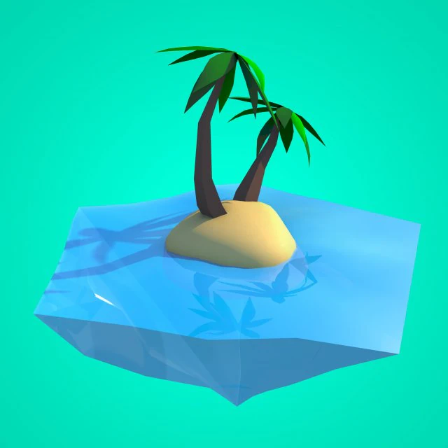 coconut tree island low-poly 3d model 3D Model .c4d .max .obj .3ds .fbx .stl .blend