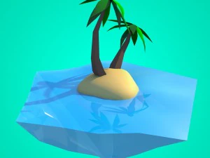 coconut tree island low-poly 3d model 3D Model