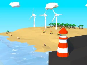 floating island of desert windfarm beach 3d model 3D Model
