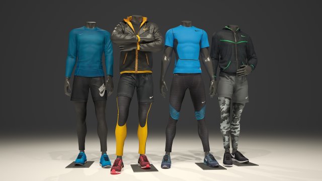 male mannequin nike pack 1 Model 3D .c4d .max .obj .3ds .fbx .stl .blend 