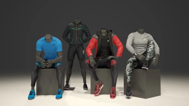 male mannequin nike pack 2 3D Model .c4d .max .obj .3ds .fbx .stl .blend 