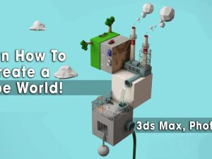 How to Create Low Poly Cube World - 3ds Max Lighting Modeling 3D Tutorials