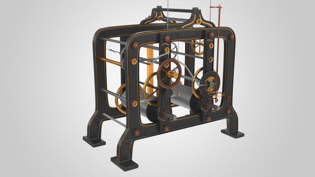 tower clock mechanism 3D Model .c4d .max .obj .3ds .fbx .stl .blend 