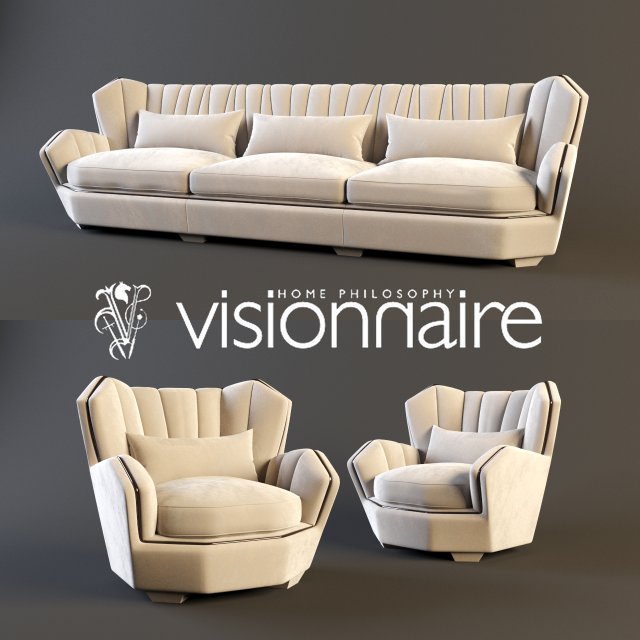 visionnaire hemingway sofa visionnaire hemingway armchair 3D मॉडल .c4d .max .obj .3ds .fbx .stl .blend 