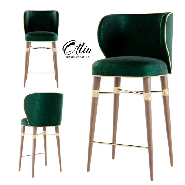 ottiu - louis bar chair 3D Model .c4d .max .obj .3ds .fbx .stl .blend