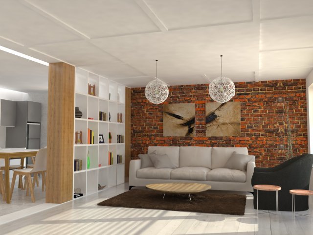 livingroom and kitchen 3D 模型 .c4d .max .obj .3ds .fbx .stl .blend 