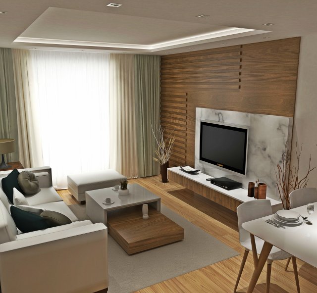 livingroom and kitchen 3D-Modell .c4d .max .obj .3ds .fbx .stl .blend 
