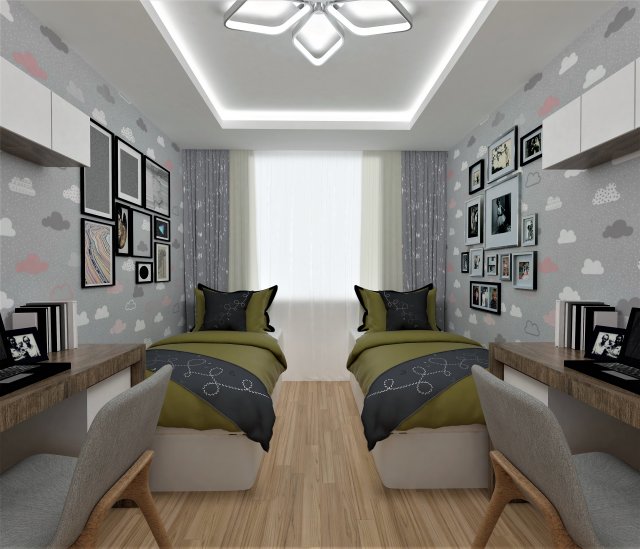 bedroom for kids 3D Model .c4d .max .obj .3ds .fbx .stl .blend 
