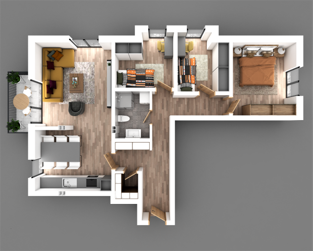 render apartment 3D Model .c4d .max .obj .3ds .fbx .stl .blend 