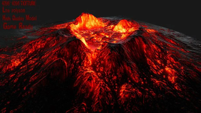 volcano 3D Model .c4d .max .obj .3ds .fbx .stl .blend 