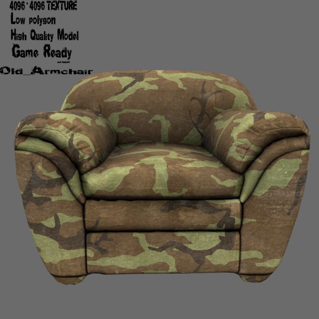 armchair 3D Model .c4d .max .obj .3ds .fbx .stl .blend 