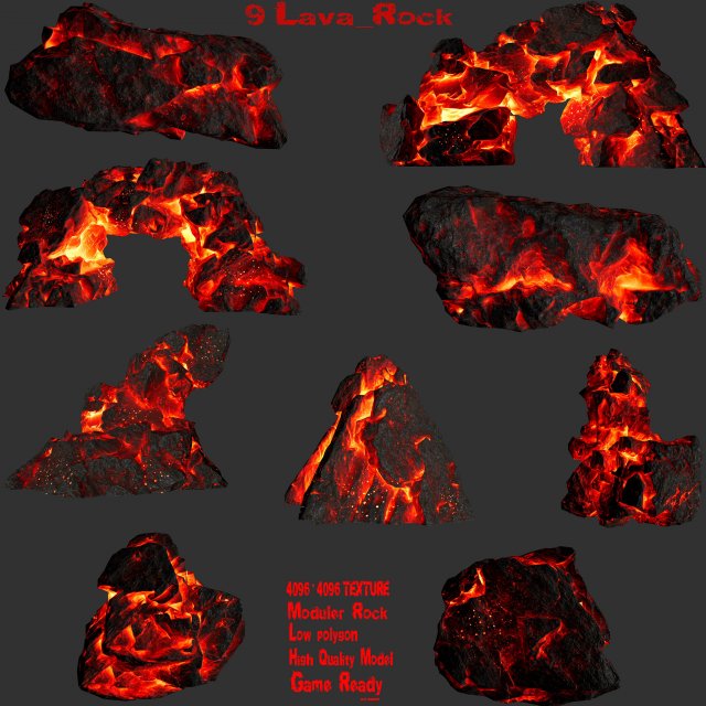 lava rocks 3D Модель .c4d .max .obj .3ds .fbx .stl .blend 