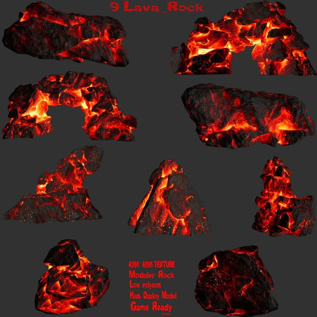 lava rocks 3D Model .c4d .max .obj .3ds .fbx .stl .blend 