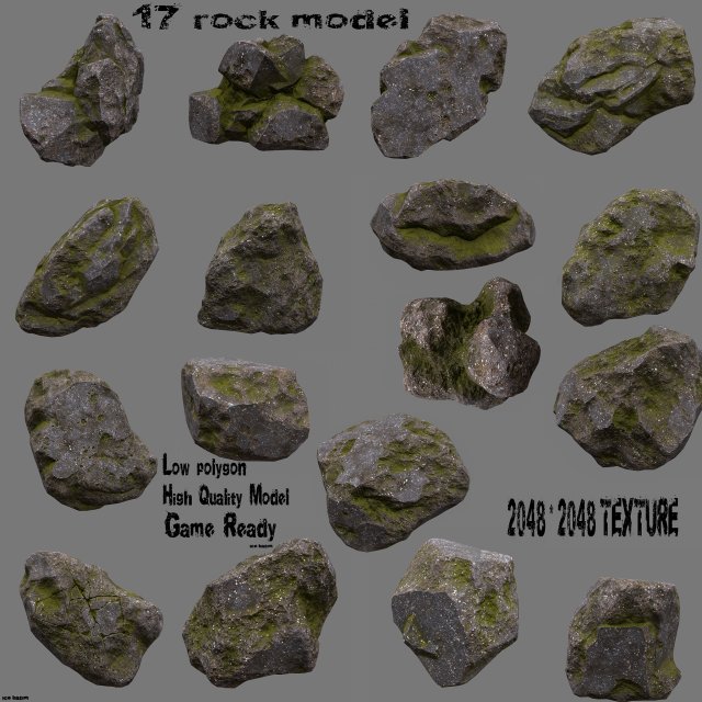 rock set1 Modello 3D .c4d .max .obj .3ds .fbx .stl .blend