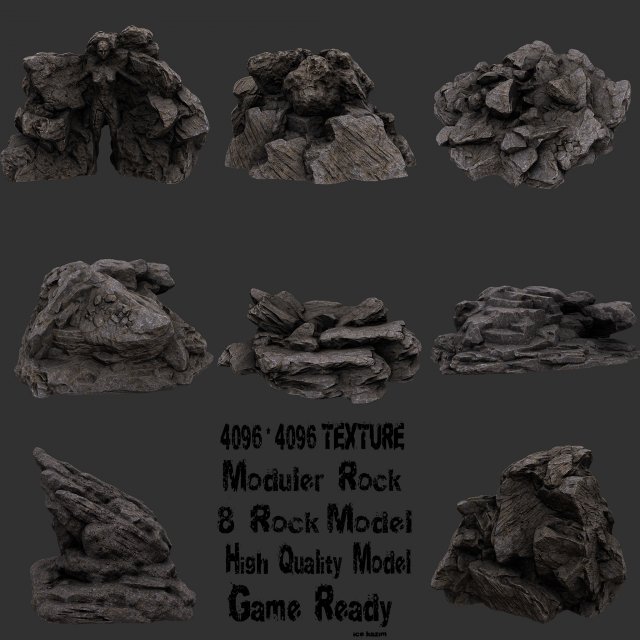 rocks set2 3D 모델 .c4d .max .obj .3ds .fbx .stl .blend 