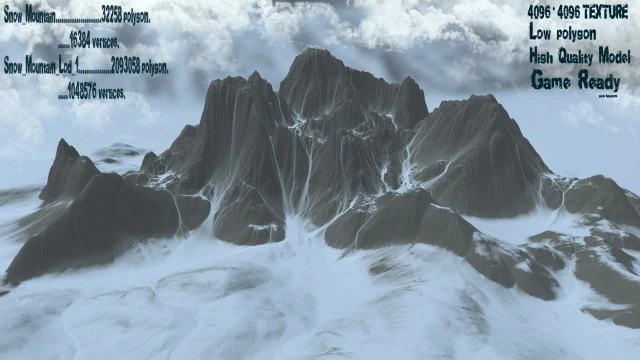 snow mountain 01 3D Model .c4d .max .obj .3ds .fbx .stl .blend 