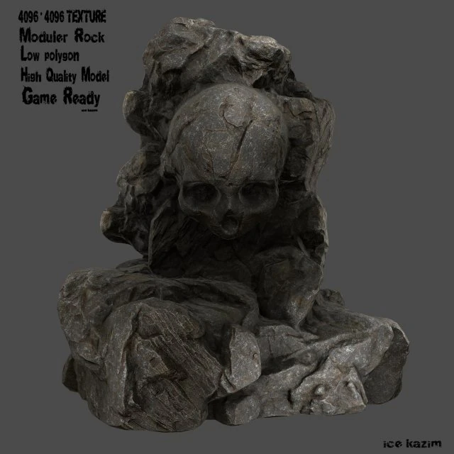 skull rock 8 3D Model .c4d .max .obj .3ds .fbx .stl .blend