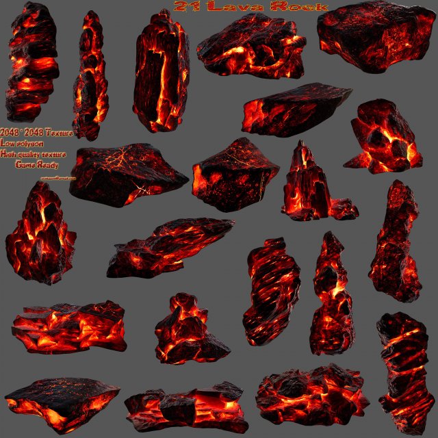 lava rocks Modello 3D .c4d .max .obj .3ds .fbx .stl .blend