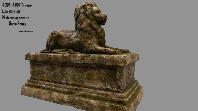 lion statue 3D Model .c4d .max .obj .3ds .fbx .stl .blend 