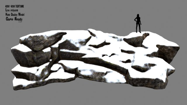 snow rock 3D Модель .c4d .max .obj .3ds .fbx .stl .blend 