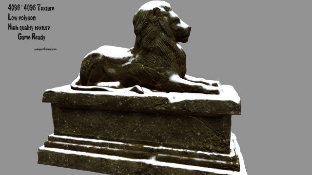 lion statue Model 3D .c4d .max .obj .3ds .fbx .stl .blend 