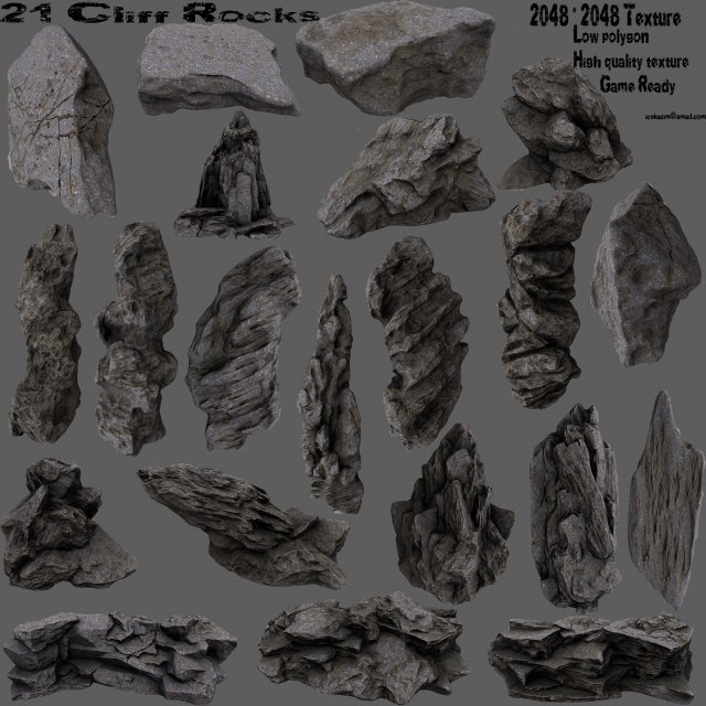 cliff rocks Modello 3D .c4d .max .obj .3ds .fbx .stl .blend 
