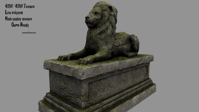 lion statue 3D Model .c4d .max .obj .3ds .fbx .stl .blend 