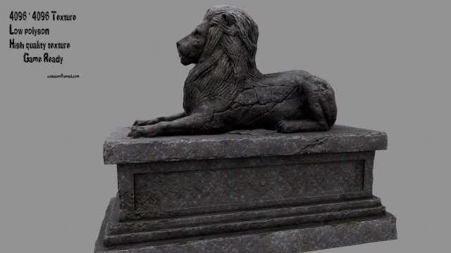 lion statue 3D Model .c4d .max .obj .3ds .fbx .stl .blend 