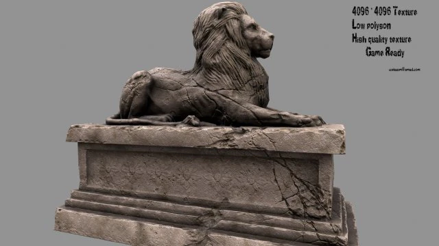 lion statue 1 3D Model .c4d .max .obj .3ds .fbx .stl .blend 