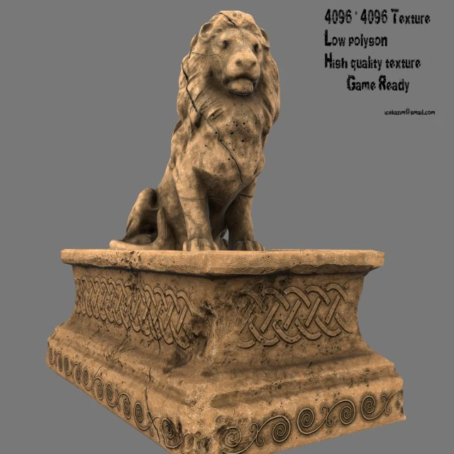 lion statue 3D Model .c4d .max .obj .3ds .fbx .stl .blend 