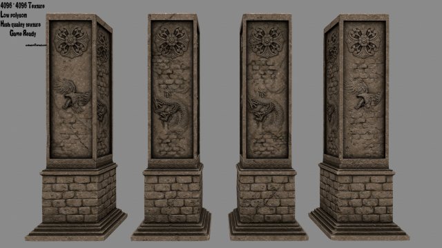 pillar 1 3D Model .c4d .max .obj .3ds .fbx .stl .blend 