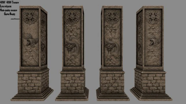 pillar 1 3D Model .c4d .max .obj .3ds .fbx .stl .blend 