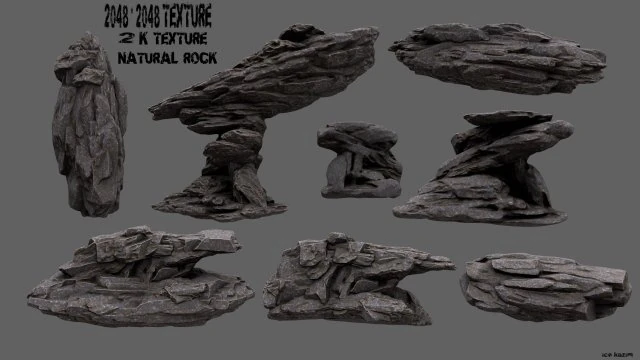 rock set 3D Model .c4d .max .obj .3ds .fbx .stl .blend 