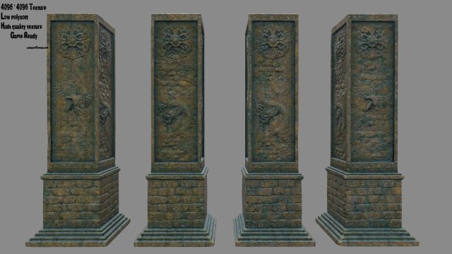 pillar 2 3D Model .c4d .max .obj .3ds .fbx .stl .blend 