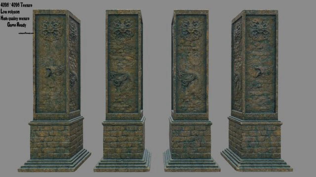 pillar 2 3D Model .c4d .max .obj .3ds .fbx .stl .blend 