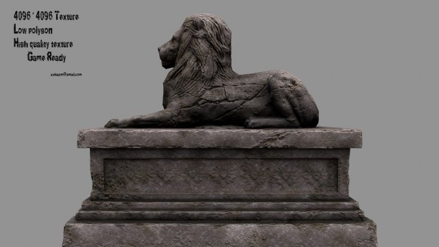 lion statue 3D Model .c4d .max .obj .3ds .fbx .stl .blend 
