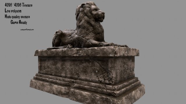 lion statue Model 3D .c4d .max .obj .3ds .fbx .stl .blend 